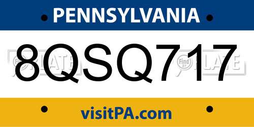 8QSQ717 Pennsylvania License Plate
