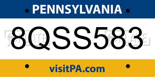 8QSS583 Pennsylvania License Plate