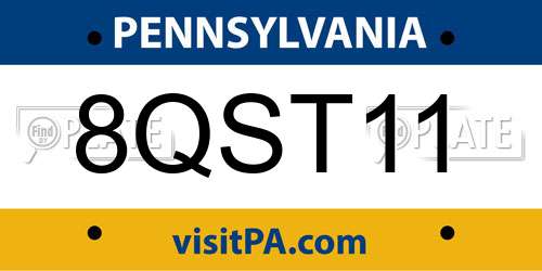 8QST11 Pennsylvania License Plate