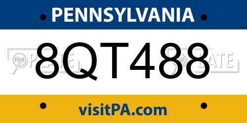 8QT488 Pennsylvania License Plate