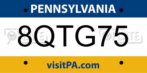 8QTG75 Pennsylvania License Plate