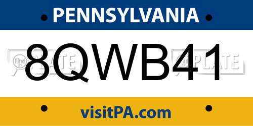 8QWB41 Pennsylvania License Plate