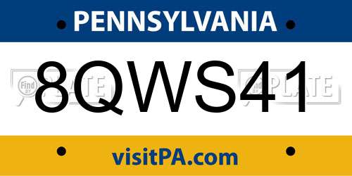 8QWS41 Pennsylvania License Plate