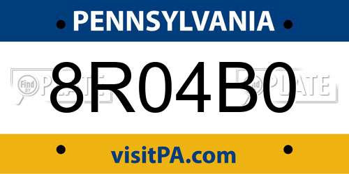 8R04B0 Pennsylvania License Plate