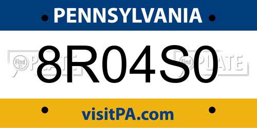 8R04S0 Pennsylvania License Plate