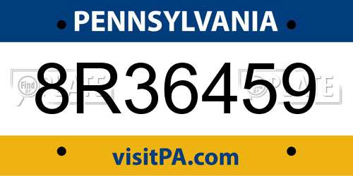 8R36459 Pennsylvania License Plate