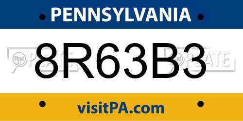 8R63B3 Pennsylvania License Plate