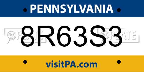 8R63S3 Pennsylvania License Plate
