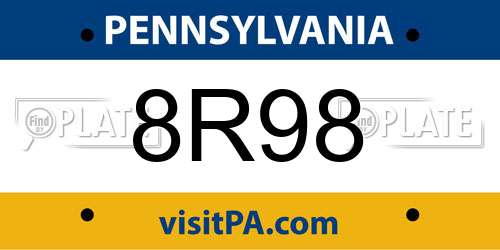8R98 Pennsylvania License Plate