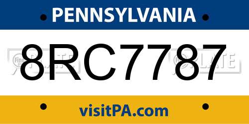 8RC7787 Pennsylvania License Plate