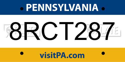 8RCT287 Pennsylvania License Plate