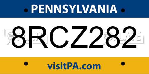 8RCZ282 Pennsylvania License Plate
