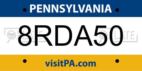 8RDA50 Pennsylvania License Plate