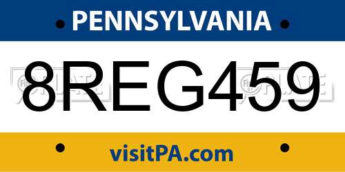 8REG459 Pennsylvania License Plate