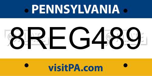 8REG489 Pennsylvania License Plate