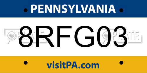 8RFG03 Pennsylvania License Plate