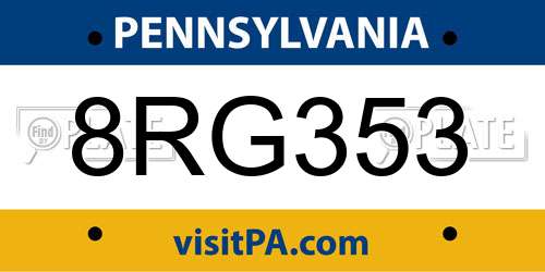 8RG353 Pennsylvania License Plate