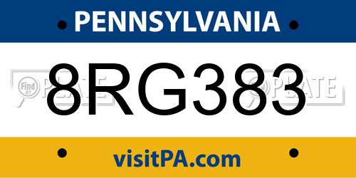 8RG383 Pennsylvania License Plate