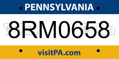 8RM0658 Pennsylvania License Plate