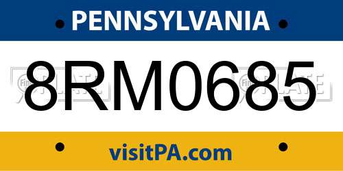 8RM0685 Pennsylvania License Plate