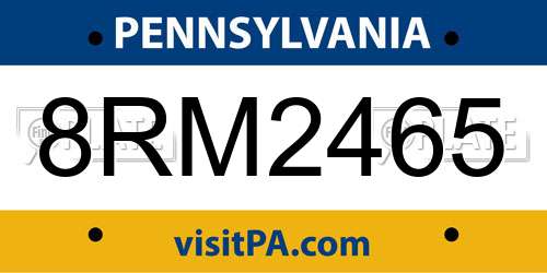 8RM2465 Pennsylvania License Plate