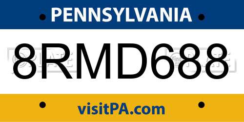 8RMD688 Pennsylvania License Plate