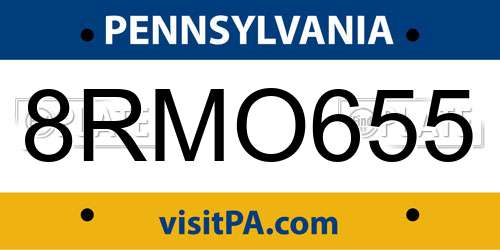 8RMO655 Pennsylvania License Plate