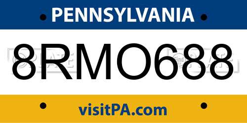 8RMO688 Pennsylvania License Plate