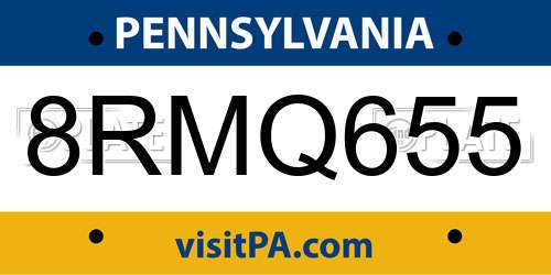 8RMQ655 Pennsylvania License Plate