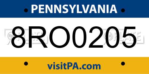 8RO0205 Pennsylvania License Plate