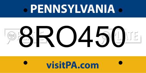 8RO450 Pennsylvania License Plate