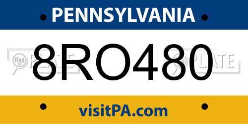 8RO480 Pennsylvania License Plate