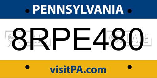 8RPE480 Pennsylvania License Plate