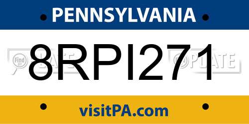 8RPI271 Pennsylvania License Plate