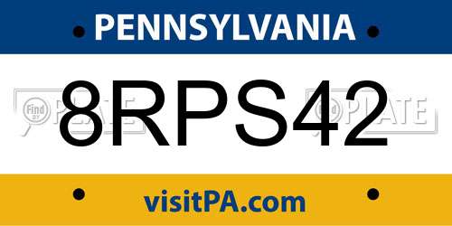 8RPS42 Pennsylvania License Plate