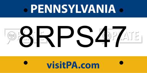 8RPS47 Pennsylvania License Plate