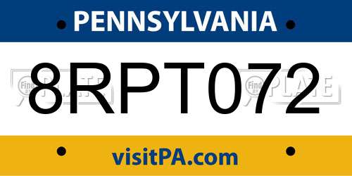 8RPT072 Pennsylvania License Plate