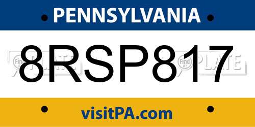 8RSP817 Pennsylvania License Plate