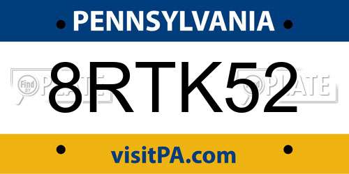 8RTK52 Pennsylvania License Plate