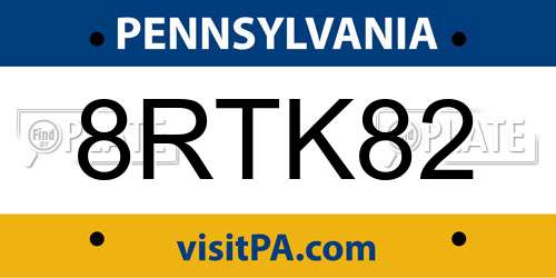 8RTK82 Pennsylvania License Plate