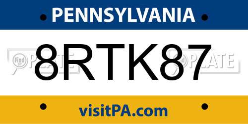 8RTK87 Pennsylvania License Plate