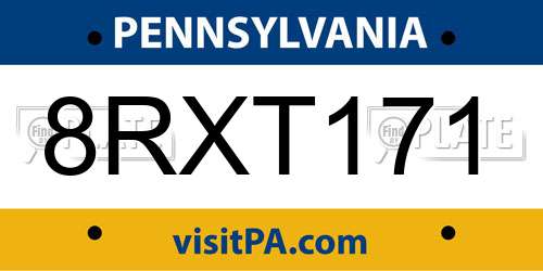 8RXT171 Pennsylvania License Plate