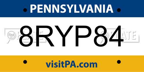 8RYP84 Pennsylvania License Plate