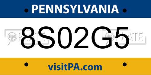 8S02G5 Pennsylvania License Plate