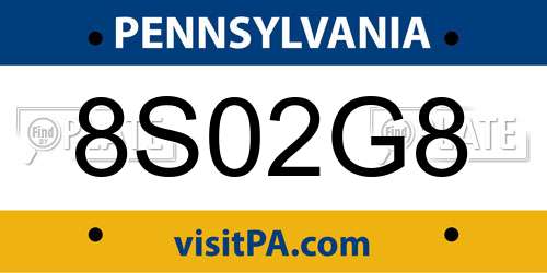 8S02G8 Pennsylvania License Plate