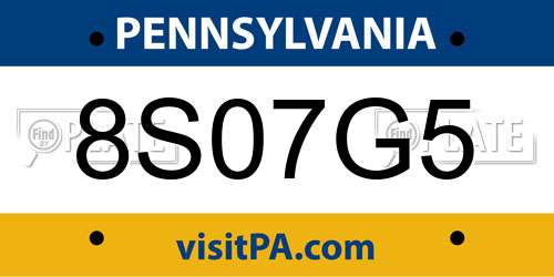 8S07G5 Pennsylvania License Plate