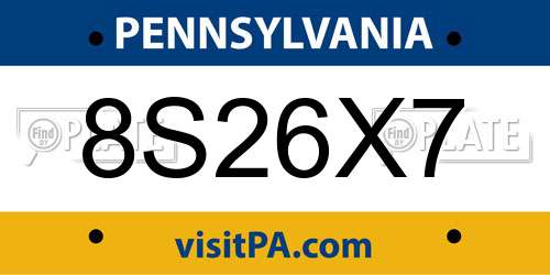 8S26X7 Pennsylvania License Plate