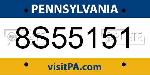 8S55151 Pennsylvania License Plate