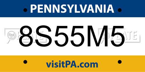 8S55M5 Pennsylvania License Plate