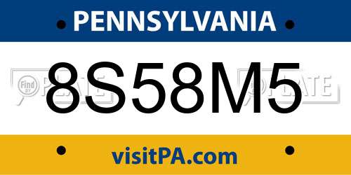 8S58M5 Pennsylvania License Plate